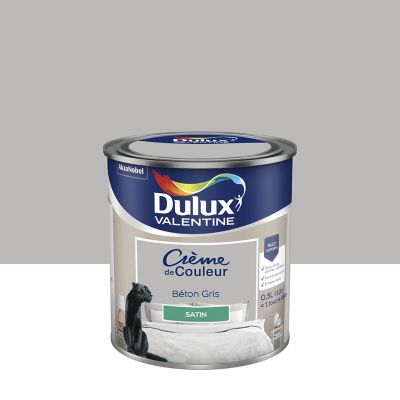 Peinture Crème de Couleur Dulux Valentine satin béton gris 0,5L