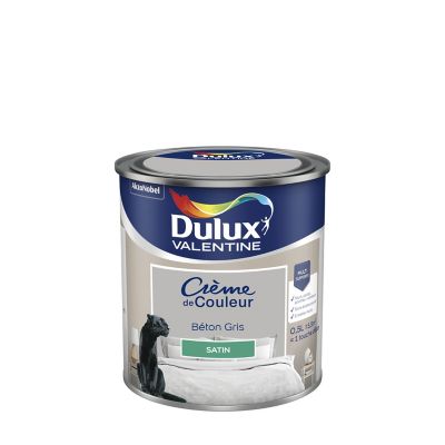 Peinture Crème de Couleur Dulux Valentine satin béton gris 0,5L