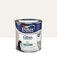 Peinture Crème de Couleur Dulux Valentine satin blanc 0,5L