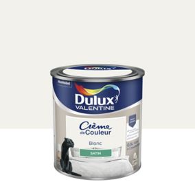 Peinture Crème de Couleur Dulux Valentine satin blanc 0,5L
