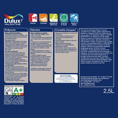 Peinture Crème De Couleur Dulux Valentine satin bleu gris COY 2017 2,5L