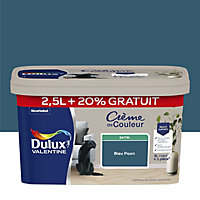 Peinture Crème De Couleur Dulux Valentine satin bleu paon 2,5L + 20% gratuit