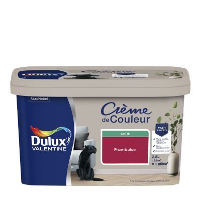 Peinture Crème De Couleur Dulux Valentine satin framboise 2,5L