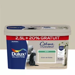 Peinture Crème De Couleur Dulux Valentine satin grain sable 2,5L + 20% gratuit