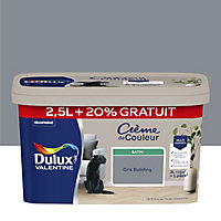 Peinture Crème De Couleur Dulux Valentine satin gris building 2,5L + 20% gratuit