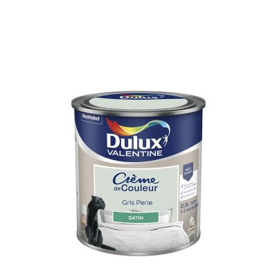 Peinture Crème de Couleur Dulux Valentine satin gris perle 0,5L