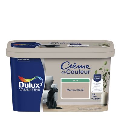 Peinture Crème De Couleur Dulux Valentine satin marron glacé 2,5L