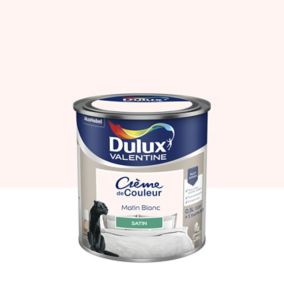 Peinture Crème de Couleur Dulux Valentine satin matin blanc 0,5L