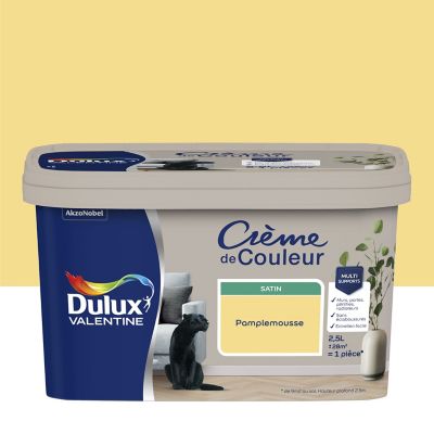 Peinture Crème De Couleur Dulux Valentine satin pamplemousse 2,5L