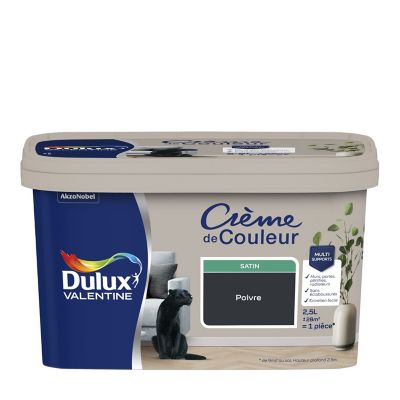 Peinture Crème De Couleur Dulux Valentine satin poivre 2,5L