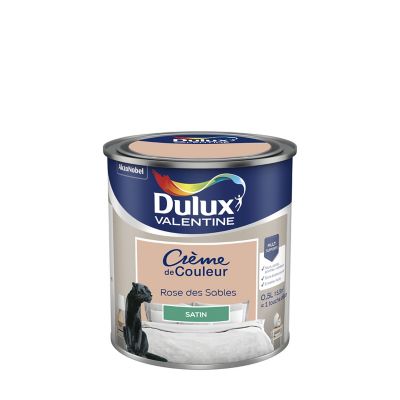 Peinture Crème de Couleur Dulux Valentine satin rose des sables 0,5L