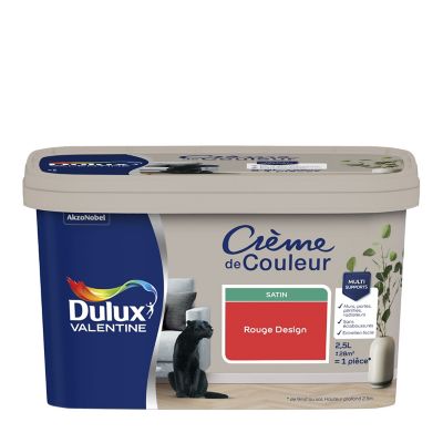 Peinture Crème De Couleur Dulux Valentine satin rouge Design 2,5L
