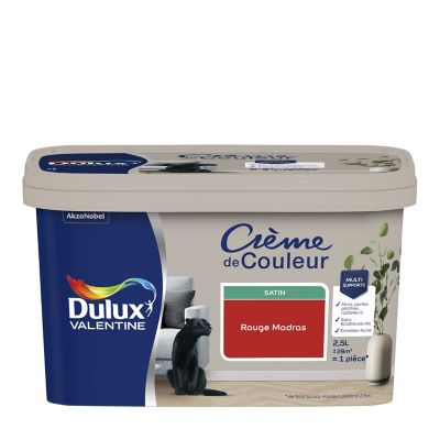 Peinture Crème De Couleur Dulux Valentine satin rouge madras 2,5L