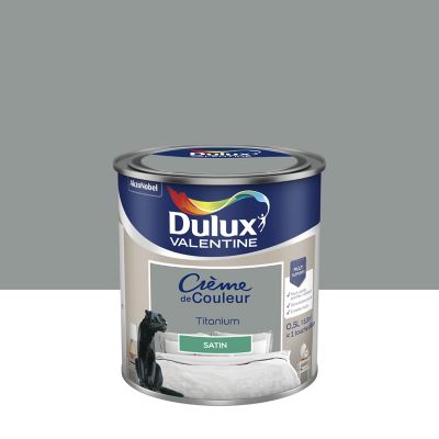 Peinture Crème de Couleur Dulux Valentine satin titanium 0,5L