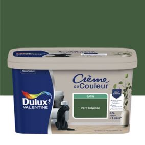 Peinture Crème De Couleur Dulux Valentine satin vert tropical 2,5L