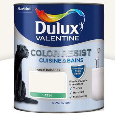 Peinture Cuisine Et Salle De Bain Dulux Valentine Color Resist Blanc Satin 0 75l Castorama