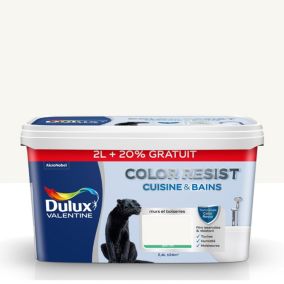 Peinture cuisine et salle de bain Dulux Valentine Color resist blanc satin 2L + 20% gratuit