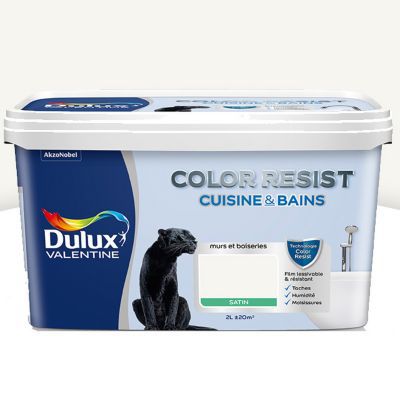 peinture cuisine et salle de bain dulux valentine color resist blanc satin 2l castorama