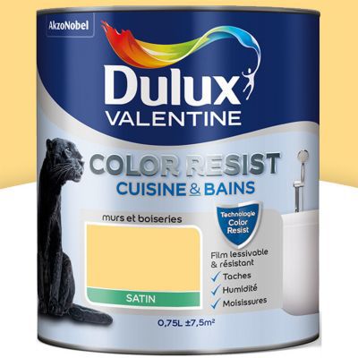Peinture Cuisine Et Salle De Bain Dulux Valentine Color Resist Jaune Frais Satin 0 75l Castorama
