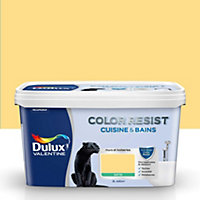 Peinture cuisine et salle de bain Dulux Valentine Color resist jaune frais satin 2L