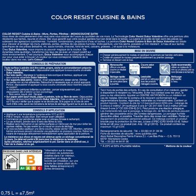 Peinture cuisine et salle de bain Dulux Valentine Color resist noir satin 0,75L