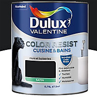 Peinture cuisine et salle de bain Dulux Valentine Color resist noir satin 0,75L
