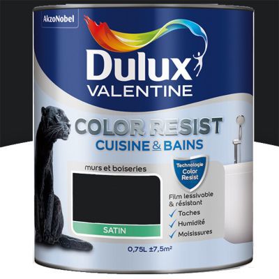 Peinture Cuisine Et Salle De Bain Dulux Valentine Color Resist Noir Satin 0 75l Castorama