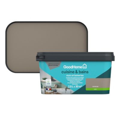 Peinture cuisine et salle de bains beige caracas satin GoodHome Premium 2.5 L