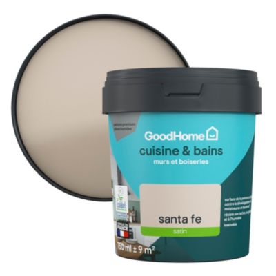 Peinture cuisine et salle de bains beige santa fe satin GoodHome Premium 0.75