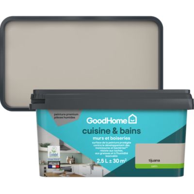 Peinture cuisine et salle de bains beige tijuana satin GoodHome 2.5 L