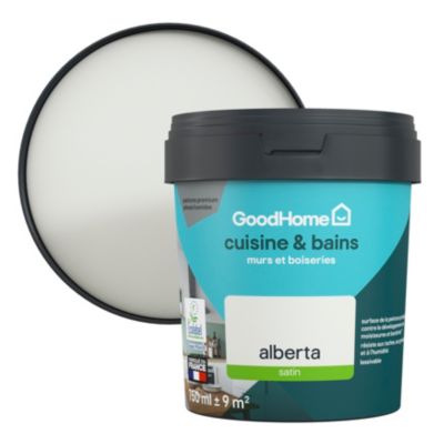 Peinture cuisine et salle de bains blanc alberta satin GoodHome Premium 0.75 l