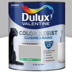 Peinture cuisine et salle de bains Dulux Valentine Color Resist béton gris satin 0,75L