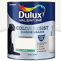 Peinture cuisine et salle de bains Dulux Valentine Color Resist blanc satin 0,75L