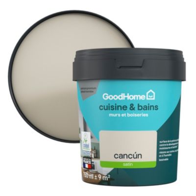 Peinture cuisine et salle de bains GoodHome beige Cancún satin 750ml