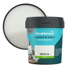 Peinture cuisine et salle de bains GoodHome blanc Alberta satin 750ml