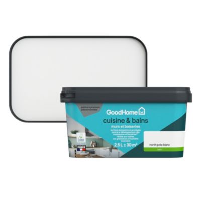 Peinture cuisine et salle de bains GoodHome blanc North Pole satin 2,5L