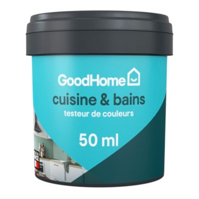 Peinture cuisine et salle de bains GoodHome bleu Marseille satin 50ml