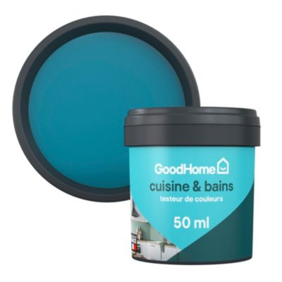 Peinture cuisine et salle de bains GoodHome bleu Marseille satin 50ml