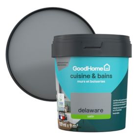 Peinture cuisine et salle de bains GoodHome gris Delaware satin 750ml
