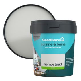 Peinture cuisine et salle de bains GoodHome gris Hempstead satin 750ml