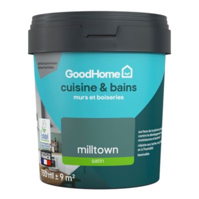 Peinture cuisine et salle de bains GoodHome vert Milltown satin 750ml