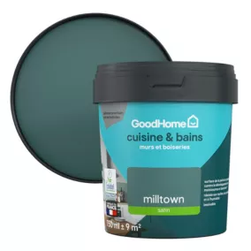 Peinture cuisine et salle de bains GoodHome vert Milltown satin 750ml