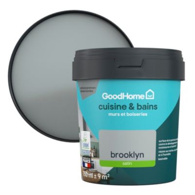 Peinture cuisine et salle de bains gris brooklyn satin GoodHome Premium 0.75 l