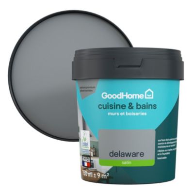 Peinture cuisine et salle de bains gris delaware satin GoodHome Premium 0.75 l
