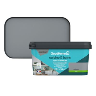 Peinture cuisine et salle de bains gris delaware satin GoodHome Premium 2.5 L