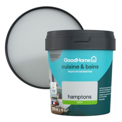 Peinture cuisine et salle de bains gris hamptons satin GoodHome Premium 0.75 l