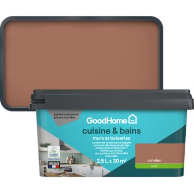 Peinture cuisine et salle de bains rouge terracotta camden satin GoodHome 2.5 L
