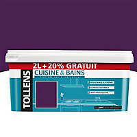 Peinture cuisine et salle de bains Tollens cassis satin 2L + 20%