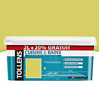 Peinture cuisine et salle de bains Tollens citron vert satin 2L + 20%