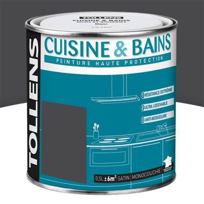 Peinture Cuisine Et Salle De Bains Tollens Gris Ardoise Satin 0 5l Castorama